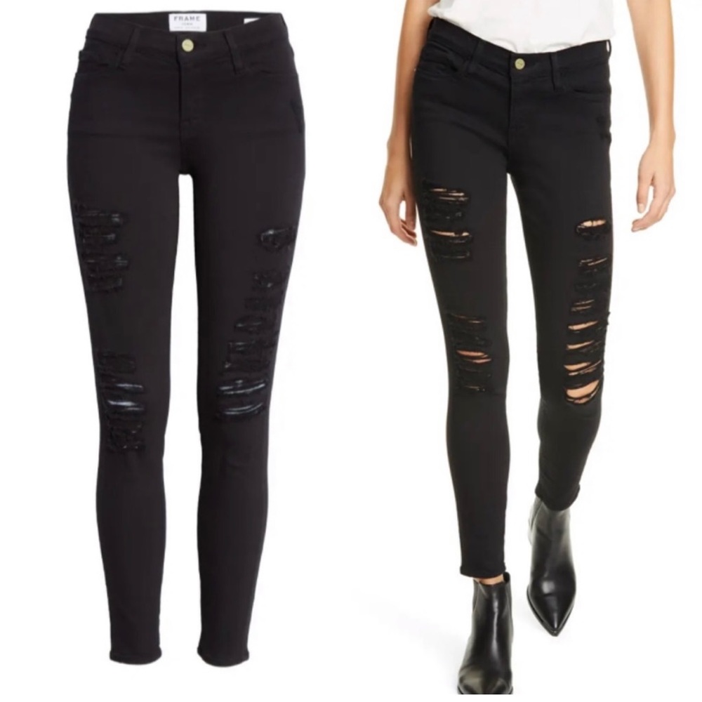 FRAME le skinny de jeanne black jeans